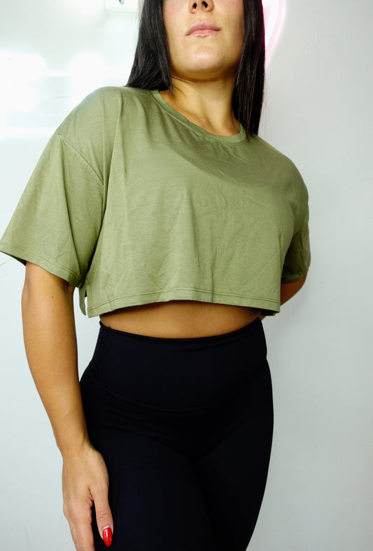 1 MEDIUM! ARMY GREEN Crop Top