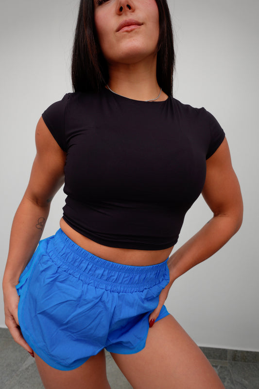 BLACK ATHLETIC CROPPED T-SHIRT