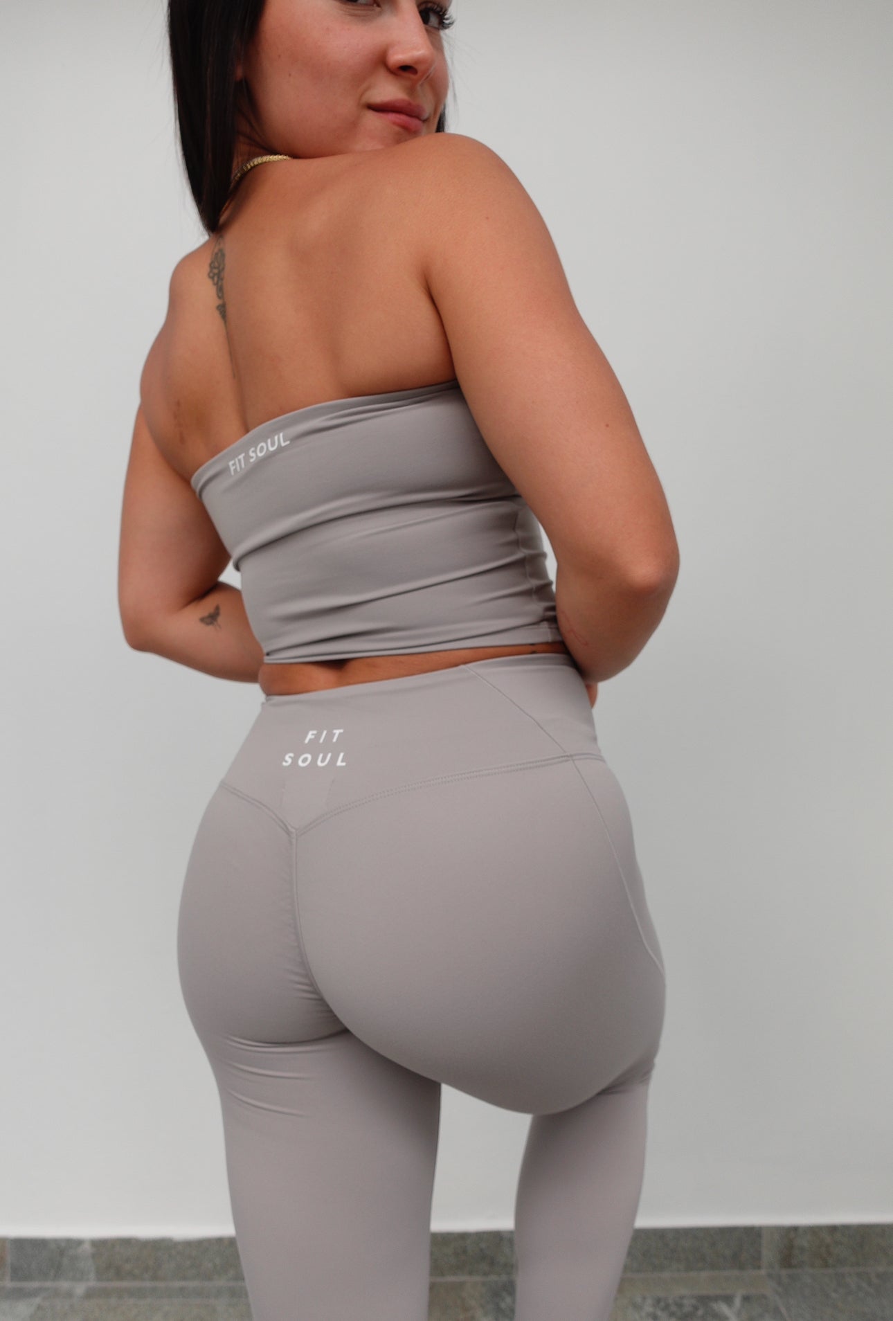 LIGHT GRAY-TUBE TOP + LEGGING SET